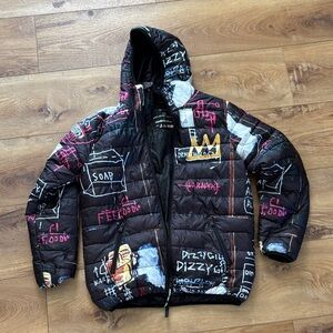 Members Only x Jean-Michel Basquiat Alchemy Graffiti-Print Puffer Jacket